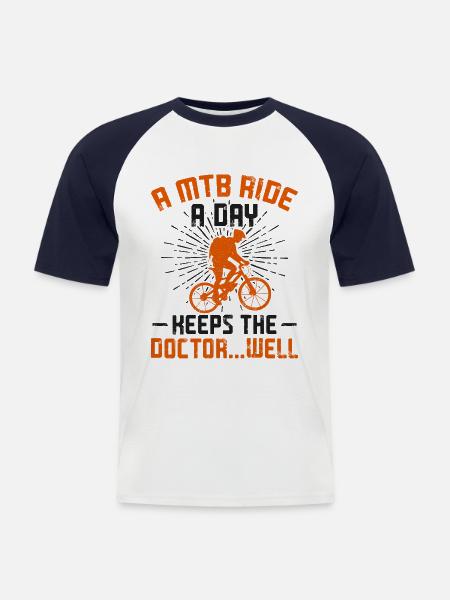 Enduro VTT VTT - T-shirt baseball manches courtes Homme - blanc/marine