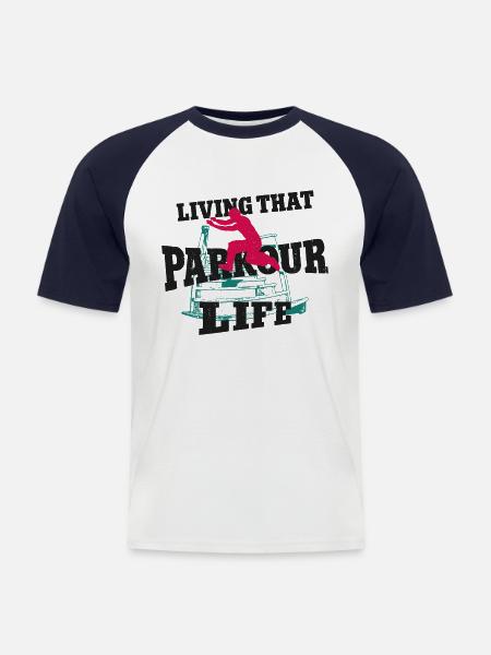 Parkour Free Running Traceur - Men's Baseball T-Shirt - white/navy