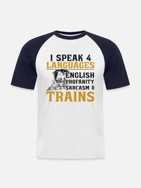 Steam Train Driver Trainspotting - Men's Baseball T-Shirt - white/navy