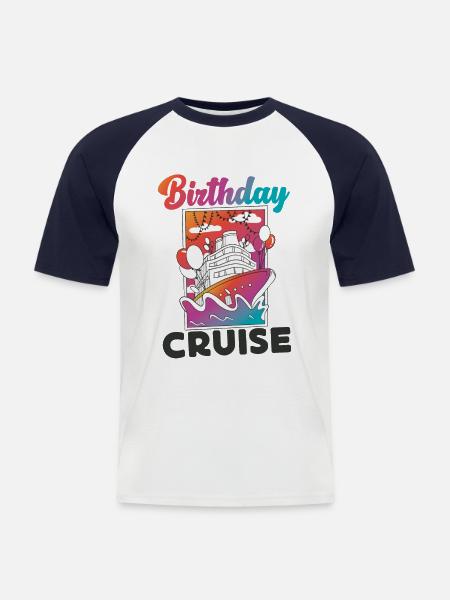 Cruise Ship Vacation Birthday - Men's Baseball T-Shirt - white/navy