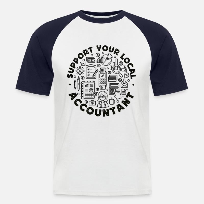 Comptable Comptable Comptable - T-shirt baseball manches courtes Homme - blanc/marine