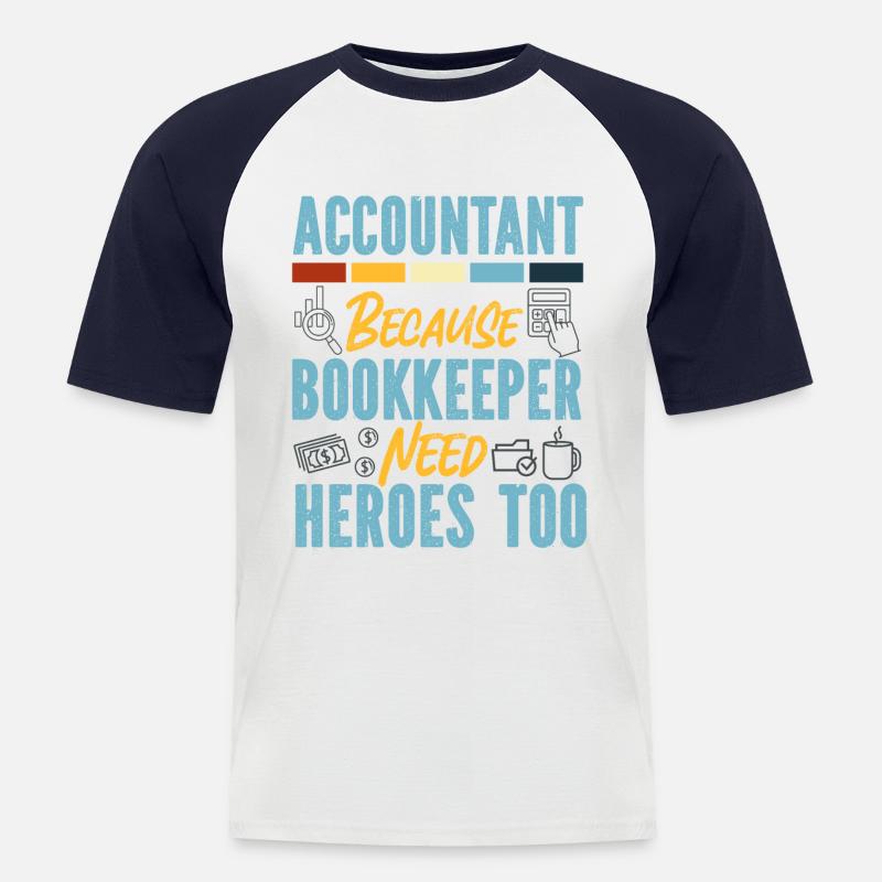 Comptable Teneur de livres Comptabilité - T-shirt baseball manches courtes Homme - blanc/marine