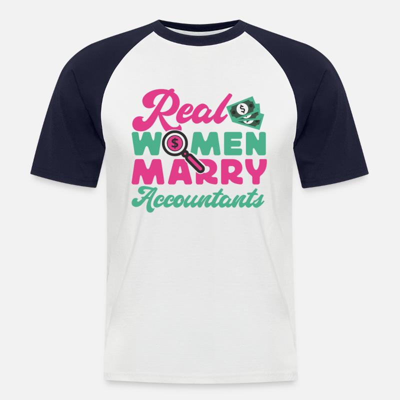 Comptable Comptable Mariage - T-shirt baseball manches courtes Homme - blanc/marine