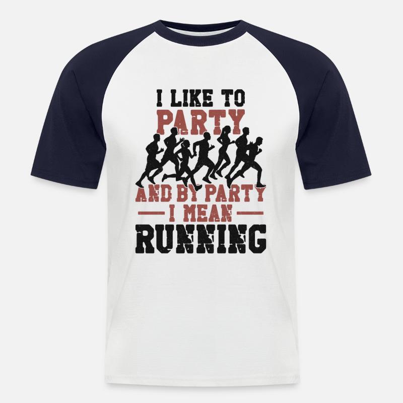 Running Runner Half Marathon - Männer Baseball-T-Shirt - Weiß/Navy