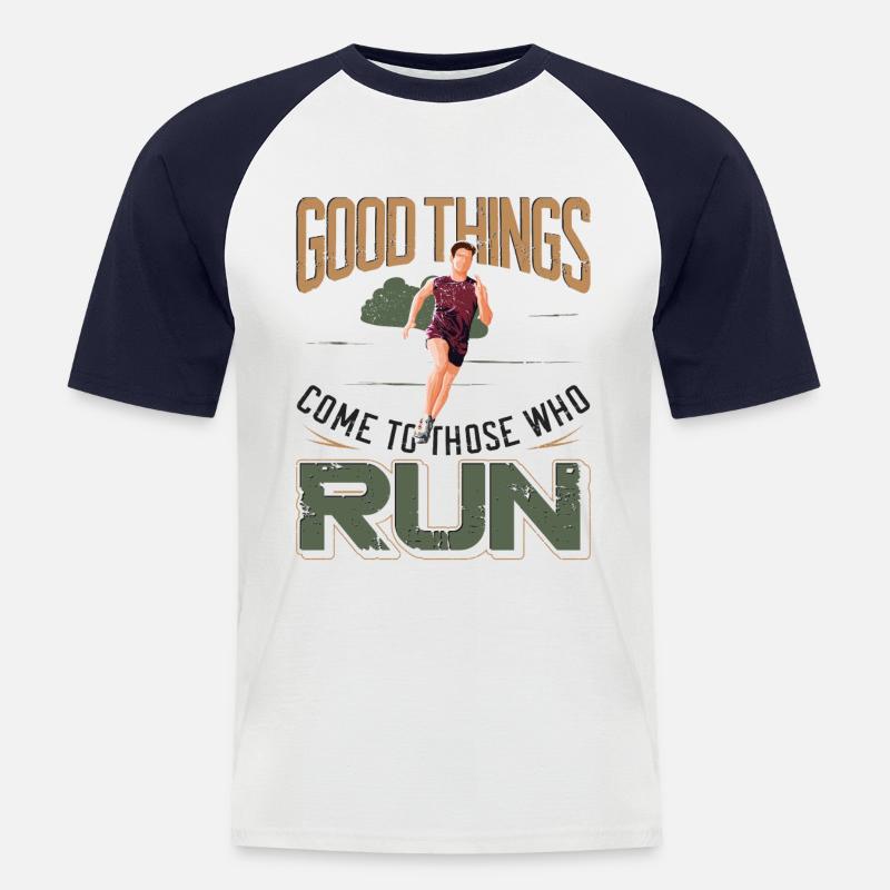 Running Runner Half Marathon - Männer Baseball-T-Shirt - Weiß/Navy
