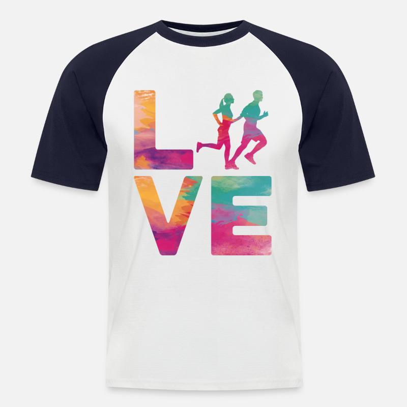 Running Runner Half Marathon - Männer Baseball-T-Shirt - Weiß/Navy