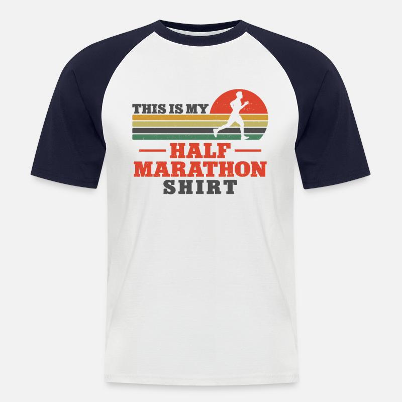 Running Runner Half Marathon - Männer Baseball-T-Shirt - Weiß/Navy