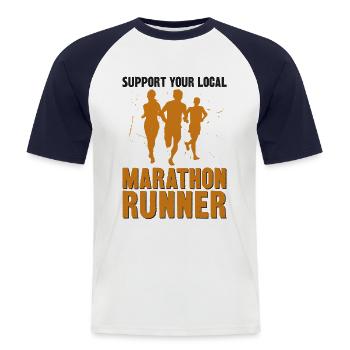 Running Runner Half Marathon - Men's Baseball T-Shirt - white/navy - Front - Nik (191cm)