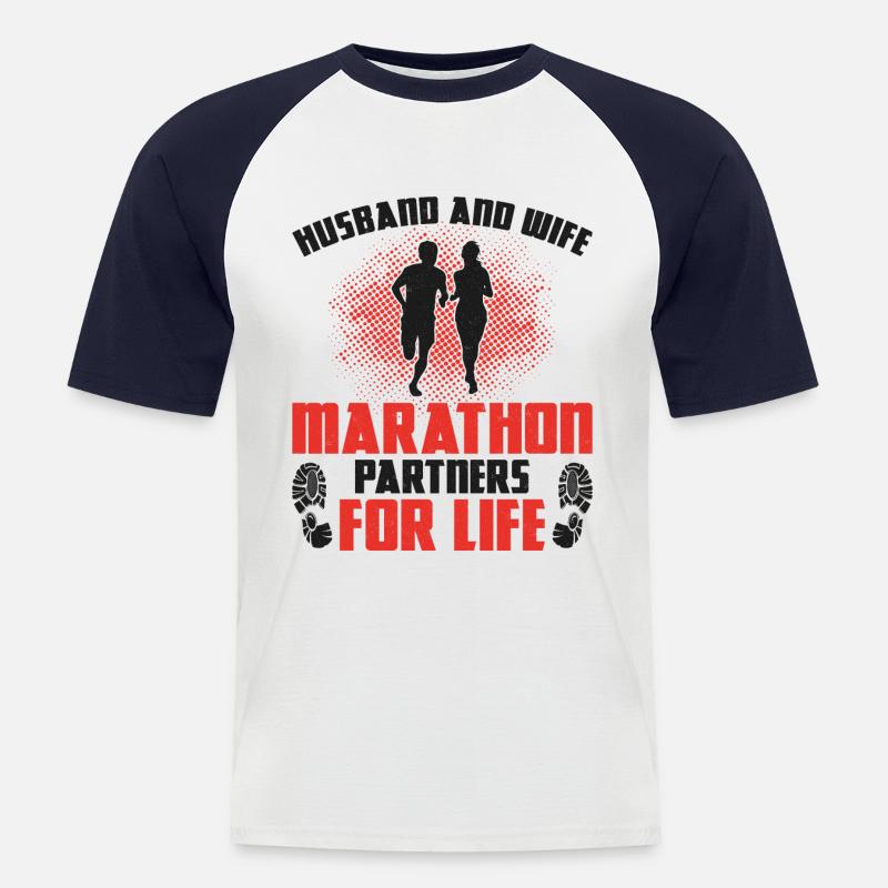 Running Runner Half Marathon - Männer Baseball-T-Shirt - Weiß/Navy