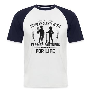 Farming Farmer Husband Wife - Men's Baseball T-Shirt - white/navy - Front - Nik (191cm)