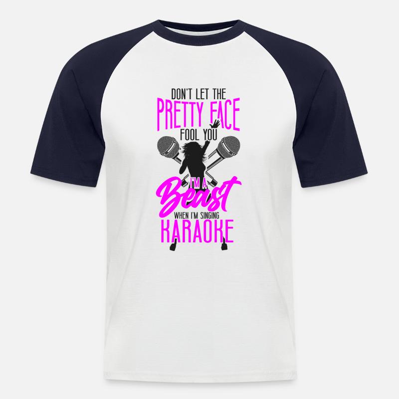 Karaoke Singer Don't Let The - Männer Baseball-T-Shirt - Weiß/Navy