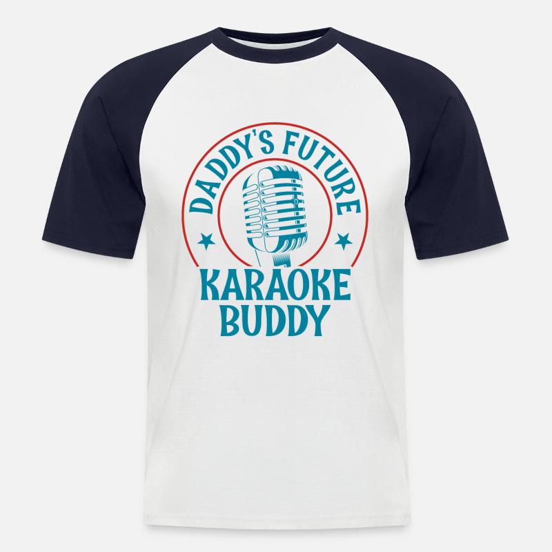Karaoke Singer Daddy's Future - Männer Baseball-T-Shirt - Weiß/Navy