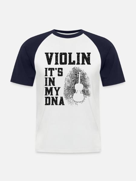 Violin Violinist Fingerprint - Männer Baseball-T-Shirt - Weiß/Navy