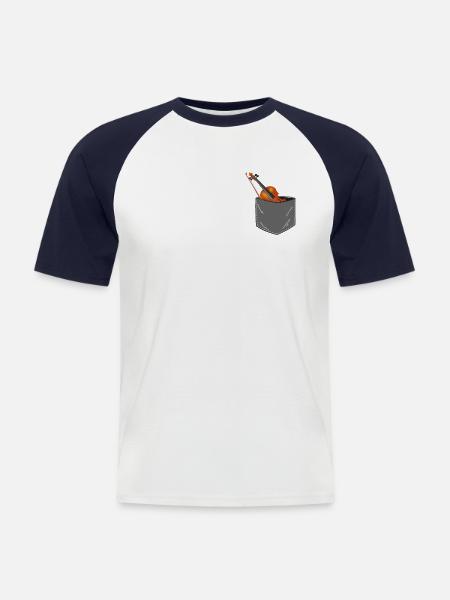 Violin Violinist Pocket - Männer Baseball-T-Shirt - Weiß/Navy