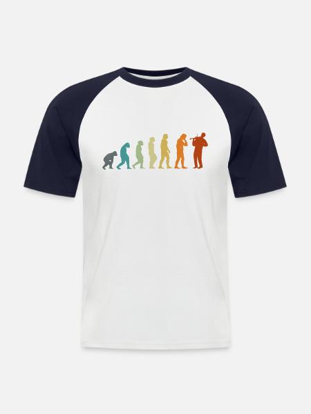 Violin Violinist Evolution Retro - Men's Baseball T-Shirt - white/navy