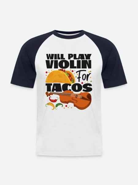 Violin Violinist Taco Will Play - Men's Baseball T-Shirt - white/navy