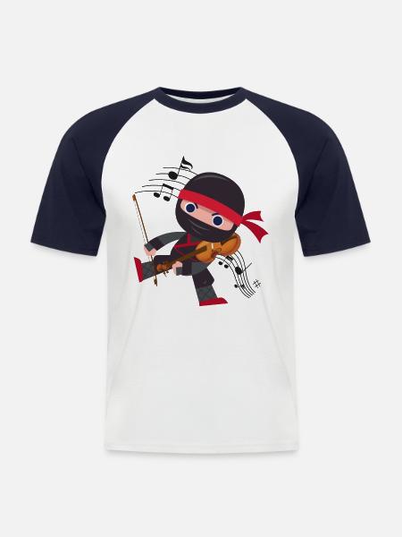 Violin Violinist Ninja Violin - Männer Baseball-T-Shirt - Weiß/Navy