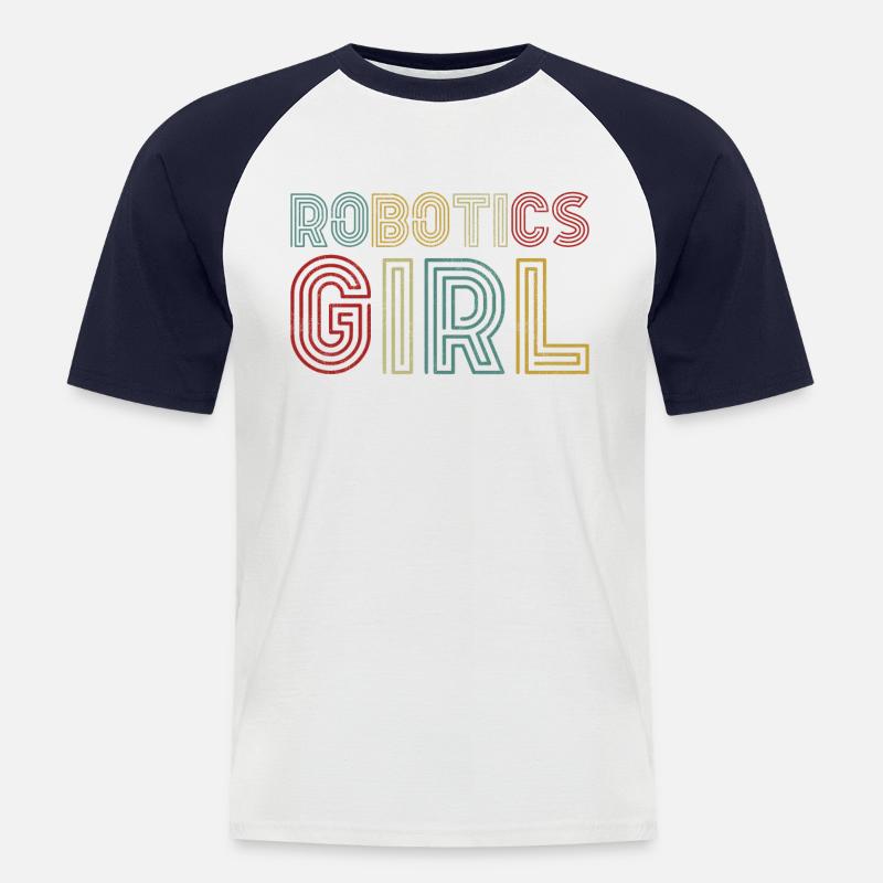 Robot Robotics Engineer Girl - Männer Baseball-T-Shirt - Weiß/Navy