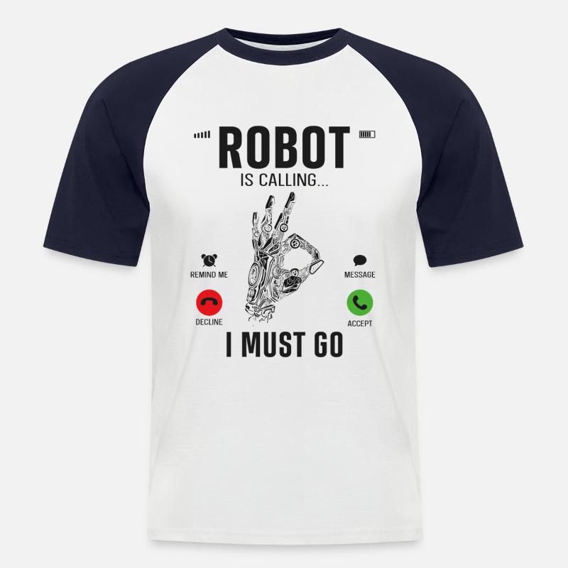 Robot Robotics Engineer Phone - Männer Baseball-T-Shirt - Weiß/Navy
