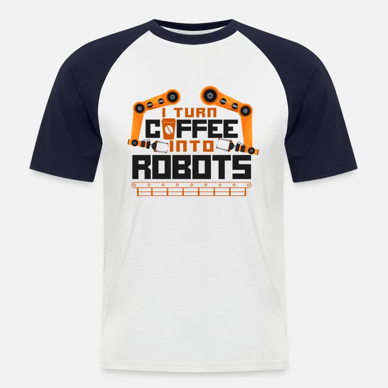 Robot Robotics Engineer Coffee - Männer Baseball-T-Shirt - Weiß/Navy
