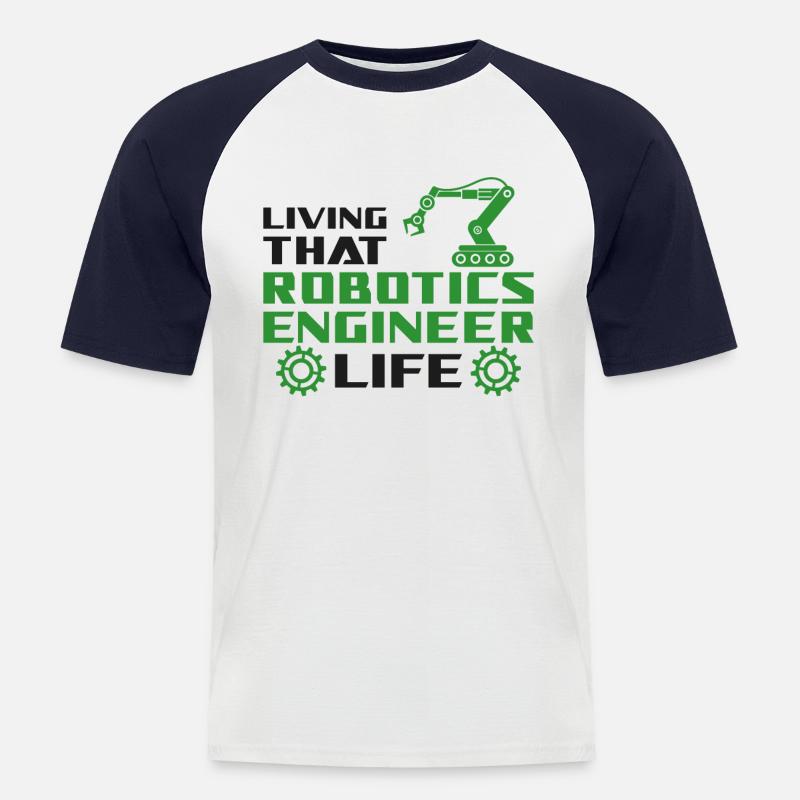 Robot Robotics Engineer Living - Men's Baseball T-Shirt - white/navy