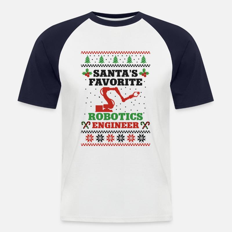 Robot Robotics Engineer Christmas - Männer Baseball-T-Shirt - Weiß/Navy
