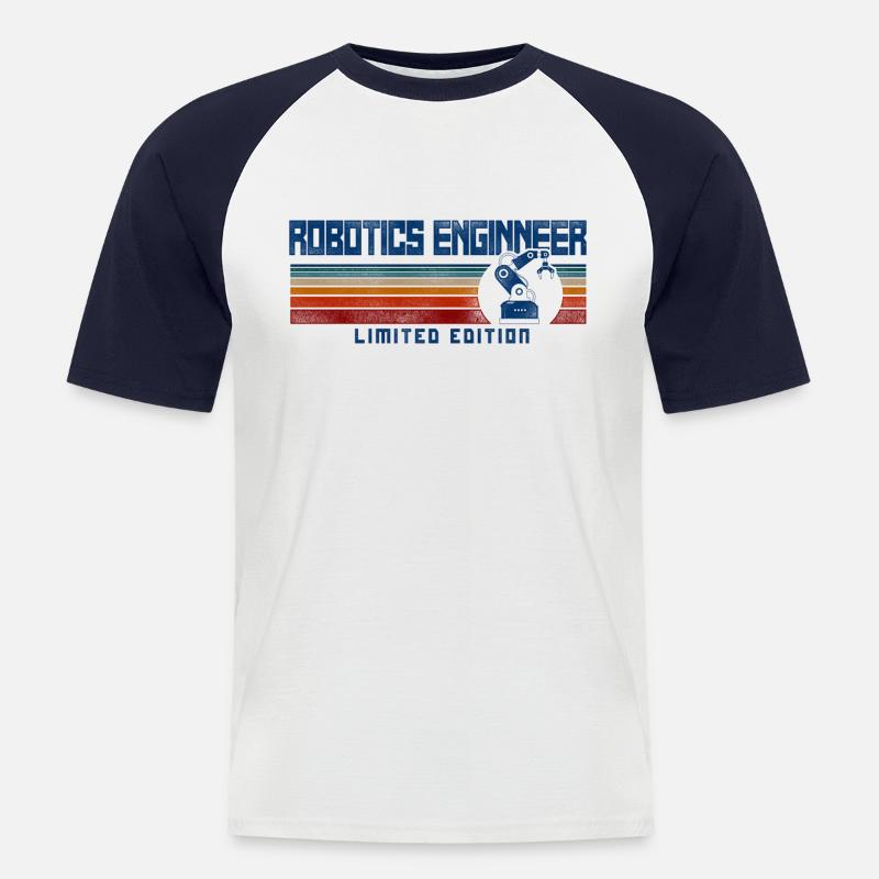 Robot Robotics Engineer Retro - Men's Baseball T-Shirt - white/navy