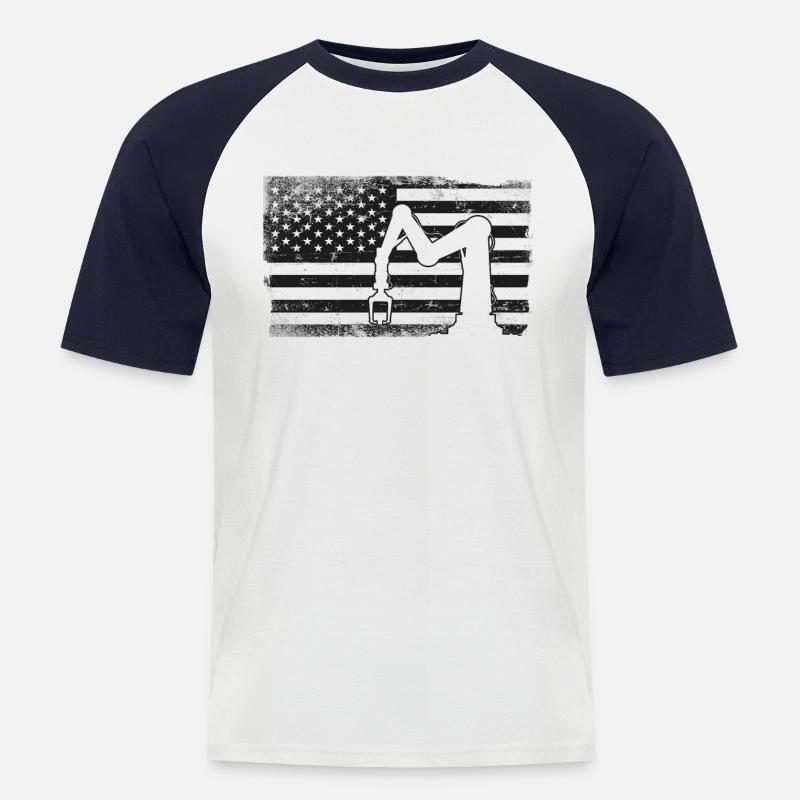 Robot Robotics Engineer American - Männer Baseball-T-Shirt - Weiß/Navy