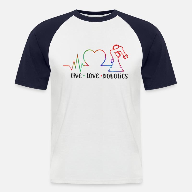 Robot Robotics Engineer Tie Dye - Männer Baseball-T-Shirt - Weiß/Navy