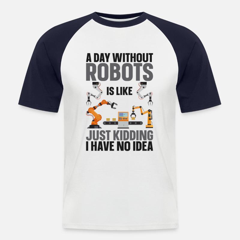 Robot Robotics Engineer A Day - Men's Baseball T-Shirt - white/navy
