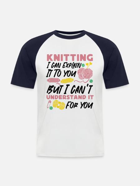 Knitting Knitter Knitting I Can - Men's Baseball T-Shirt - white/navy