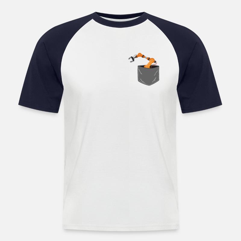 Robot Robotics Engineer Pocket - Männer Baseball-T-Shirt - Weiß/Navy