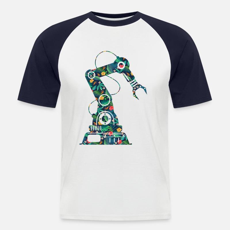 Robot Robotics Engineer Flower - Men's Baseball T-Shirt - white/navy