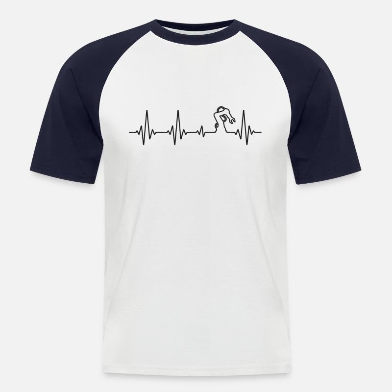 Robot Robotics Engineer Heartbeat - Men's Baseball T-Shirt - white/navy