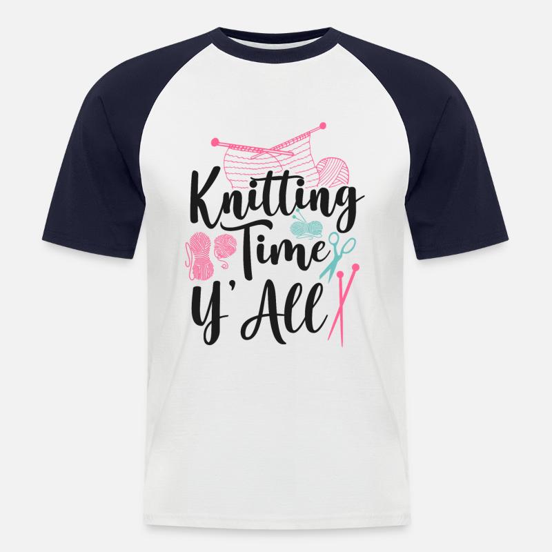 Knitting Knitter Knitting Time - Männer Baseball-T-Shirt - Weiß/Navy