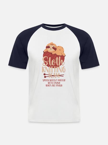 Knitting Knitter Sloth Sloth - Men's Baseball T-Shirt - white/navy