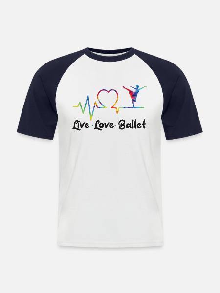 Ballet Danseuse Danse Ballerine - T-shirt baseball manches courtes Homme - blanc/marine