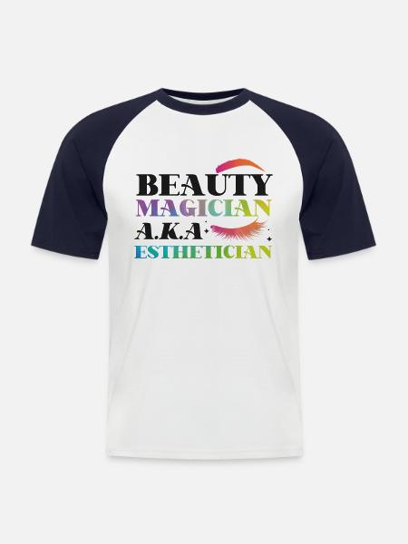 Cute Licensed Esthetician Skincare - Männer Baseball-T-Shirt - Weiß/Navy