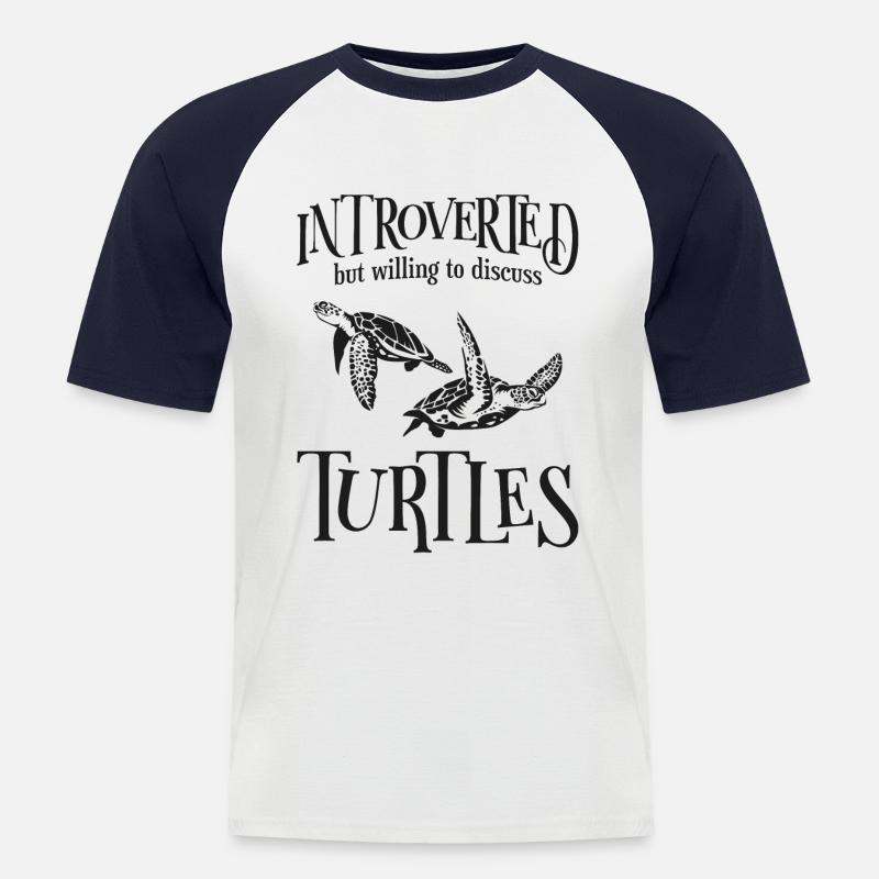 Sea Turtle Tortoise Introverted - Männer Baseball-T-Shirt - Weiß/Navy