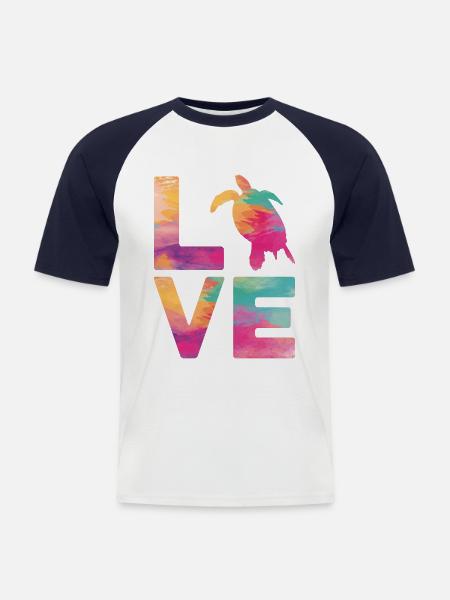 Sea Turtle Tortoise Love - Men's Baseball T-Shirt - white/navy