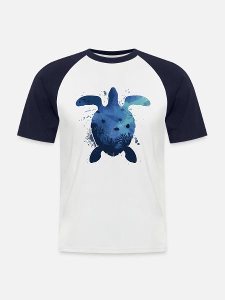 Sea Turtle Tortoise - Men's Baseball T-Shirt - white/navy