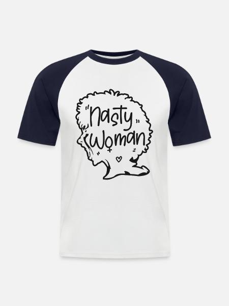 Femme méchante féministe - T-shirt baseball manches courtes Homme - blanc/marine