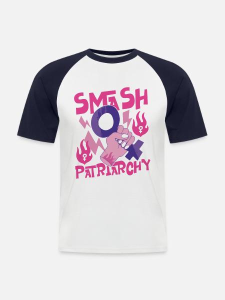 Feminist Smash Patriarchy - Men's Baseball T-Shirt - white/navy
