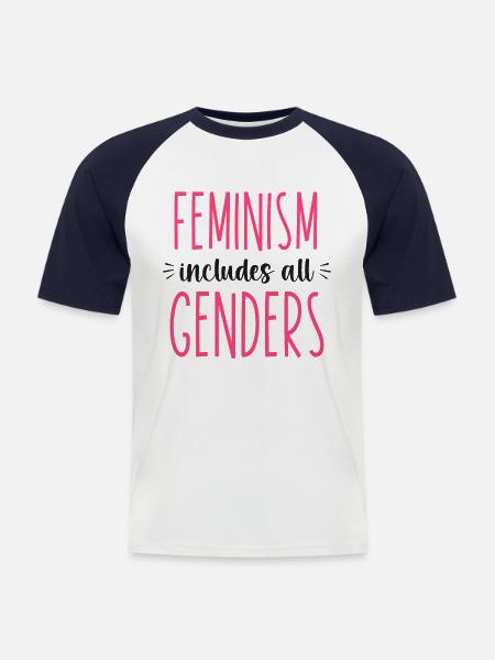 Feminist Feminism Includes All - Men's Baseball T-Shirt - white/navy