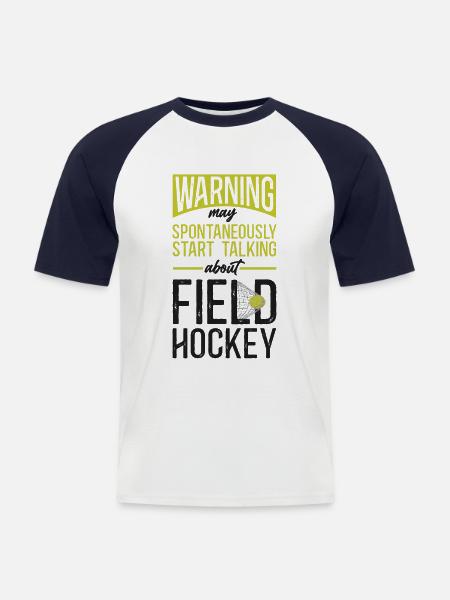 Field Hockey Warning May - Men's Baseball T-Shirt - white/navy
