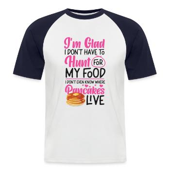 Pancake Lover Kids I'm Glad I - Men's Baseball T-Shirt - white/navy - Front - Nik (191cm)