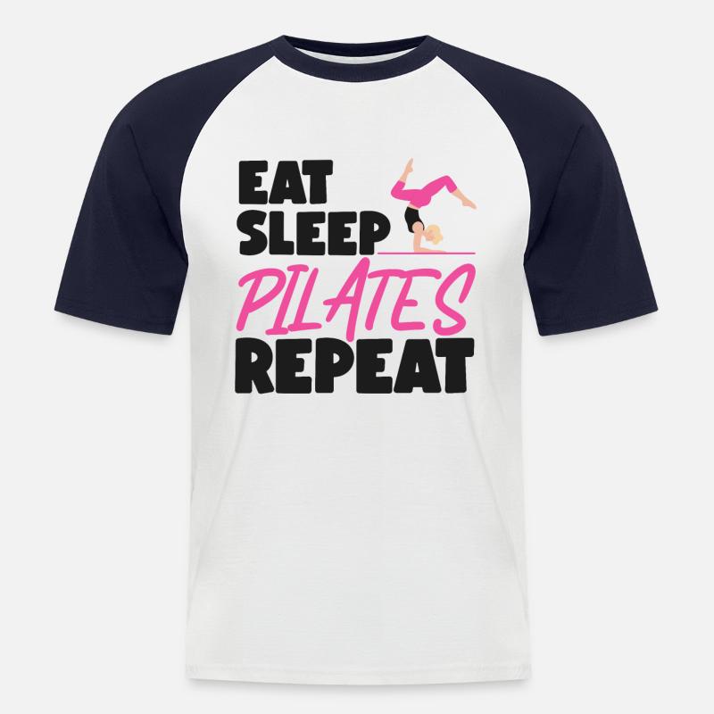 Pilates Instructor Teacher Eat - Männer Baseball-T-Shirt - Weiß/Navy