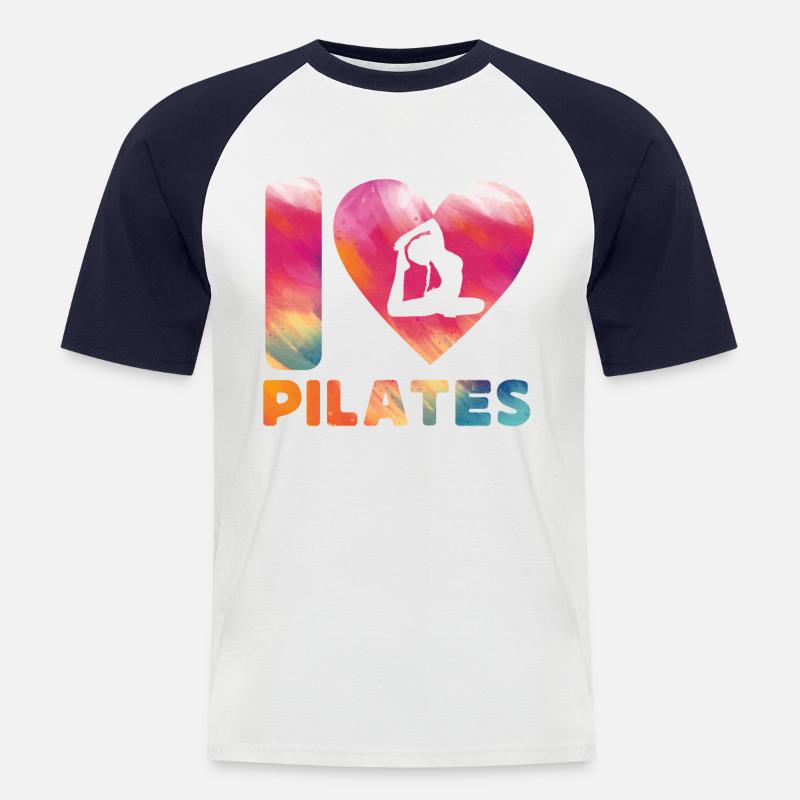 Pilates Instructor Teacher Heart - Männer Baseball-T-Shirt - Weiß/Navy