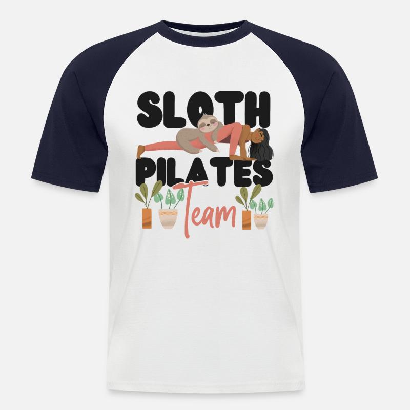 Pilates Instructor Teacher Sloth - Männer Baseball-T-Shirt - Weiß/Navy