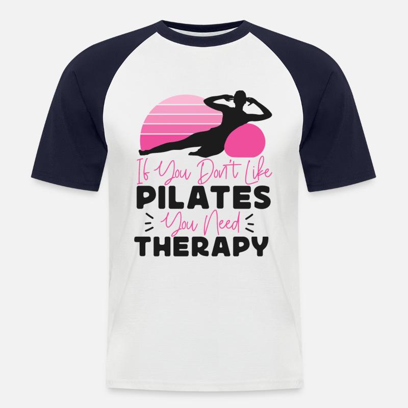 Pilates Instructor Teacher Retro - Männer Baseball-T-Shirt - Weiß/Navy